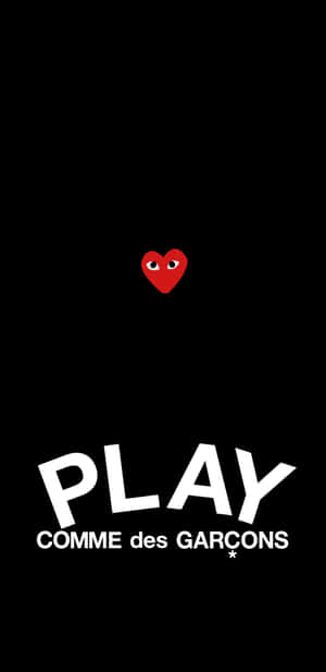 黑色背景上帶眼睛的紅心和白色文字 PLAY COMME des GARCONS。