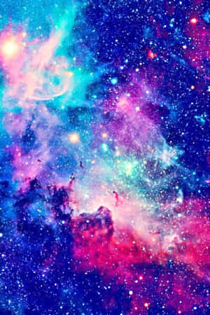充滿活力的宇宙星雲，在深空中帶有發光的星星和旋轉的彩色雲層。