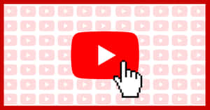 像素手點擊重複標誌背景上的 YouTube 播放按鈕 — YouTube 壁紙