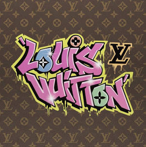 Louis Vuitton 標誌在 monogram 背景上的塗鴉藝術