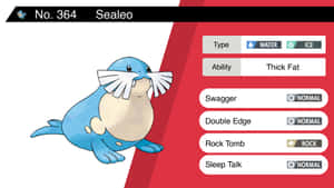 Sealeo寶可夢狀態畫面，顯示屬性、特性和招式。