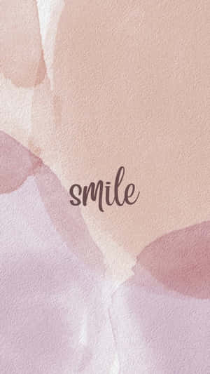 水彩背景，帶有草書的「smile」字樣。