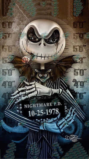 Jack Skellington 在警方檔案照中拿著球棒並吸煙。