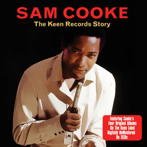 Sam Cooke 身穿白色襯衫，手持麥克風，黑色背景上帶有紅色和金色文字。