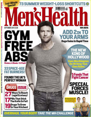 Men's Health雜誌封面，展示一位健康男子和健身標題。
