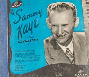 復古Sammy Kaye唱片專輯封面，附有歌曲名稱及其微笑肖像。
