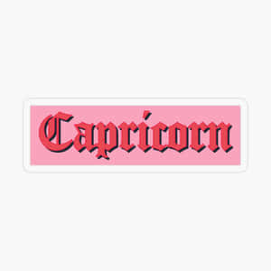 粉紅色貼紙，紅色3D文字寫著Capricorn