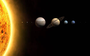 太空中的太陽和行星的太陽系