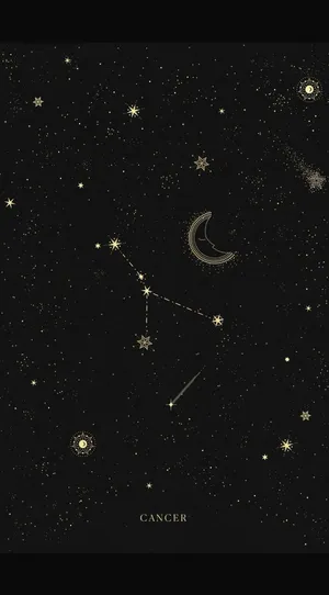 巨蟹座 星座 星星 月亮 彗星 黑色背景
