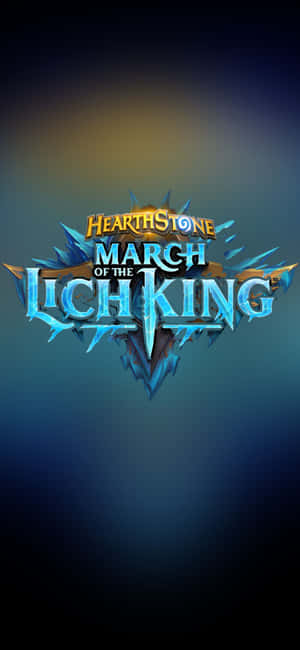 冰藍色和金色設計的 Hearthstone March of the Lich King 標誌。 — Honor X6e 壁紙
