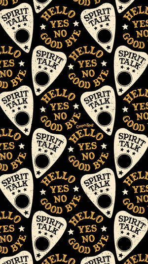 帶有 hello yes no good bye 文字的復古 spirit talk 結他撥片圖案。