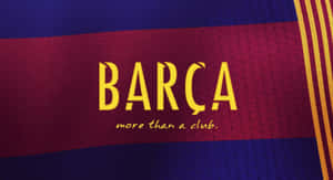 FC巴塞隆拿球衣特寫，粗體黃色文字寫著BARÇA和口號more than a club。