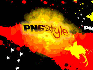 圖形設計，爆炸和星星圍繞PNGStyle文字。
