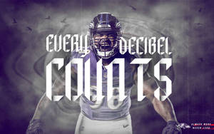 身穿 Ravens 球衣的足球員咆哮，附有 'every decibel counts' 文字。