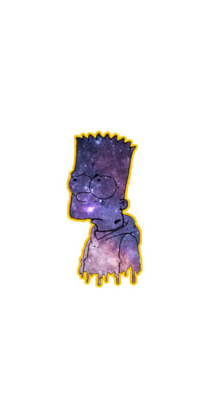 巴特·辛普森的頭部充滿了帶有滴漆效果的星系圖案。