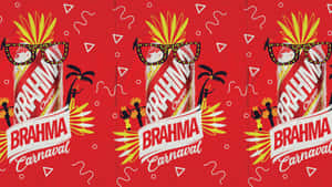 Brahma 啤酒瓶搭配太陽眼鏡和棕櫚樹，呈現節日狂歡設計。