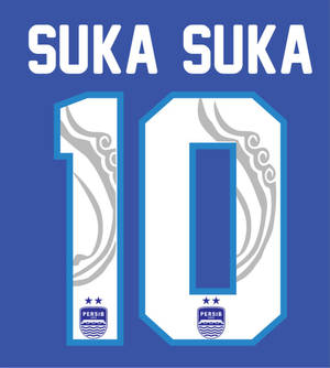 藍色背景上帶有白色數字10和名字Suka Suka的足球球衣。