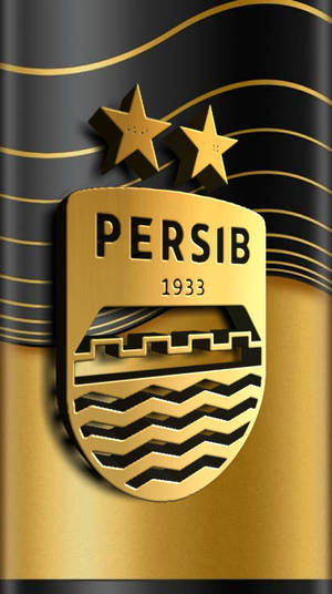 Persib 足球會標誌，帶有兩顆星和 1933 年份，金色和黑色。