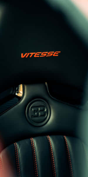 Bugatti Vitesse 軚盤，帶有橙色縫線和標誌 — 汽車 壁紙