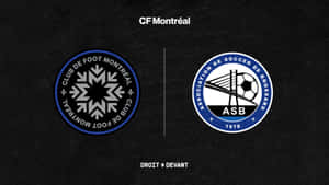 黑色背景上的兩個足球隊標誌 CF Montréal 和 ASB — 足球 壁紙