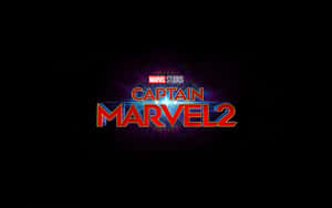 Captain Marvel 2 電影標題標誌，在黑色背景上帶有發光效果。