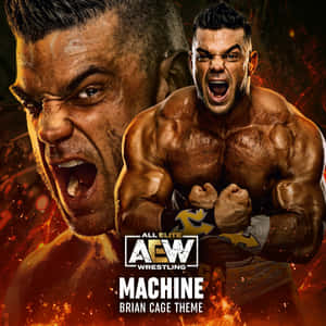 摔角手 Brian Cage 在熾熱背景下握拳怒吼。