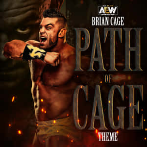 摔角手 Brian Cage 在黑暗火熱的背景中舉起拳頭咆哮。