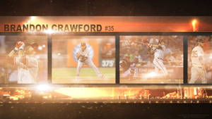 Brandon Crawford #35 棒球運動員在夜間比賽中。