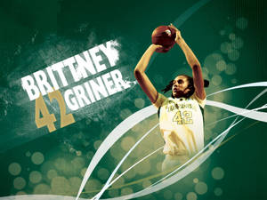 身穿黃色球衣42號的籃球運動員 Brittney Griner 正在投籃。