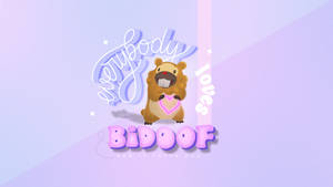 可愛嘅比多夫揸住一個心形，上面有 everybody loves Bidoof 嘅文字。