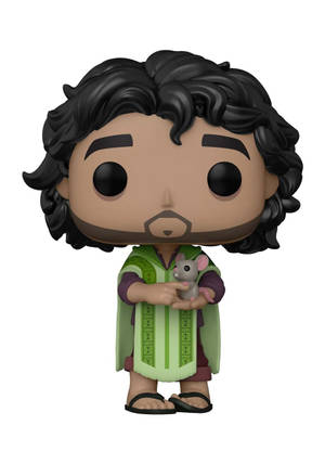 一個男人抱著老鼠毛絨玩具的Funko Pop乙烯基公仔。 — Oppo Pad 5 壁紙