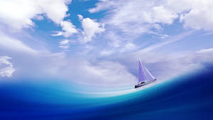 帆船在藍色海洋上航行，天空多雲