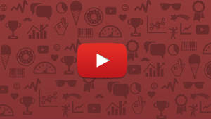 YouTube 播放按鈕覆蓋在社交媒體和成就圖標圖案上。 — YouTube 壁紙