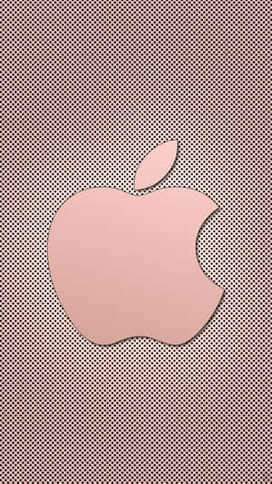 玫瑰金色 Apple 標誌在粉紅色半色調背景上。