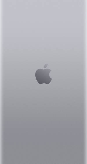 銀色iPhone背面，Apple標誌居中於漸變灰色表面。 — 灰色 GIF 壁紙
