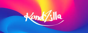帶有流動多彩背景的 KondZilla 標誌。