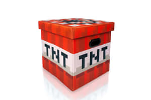 一個帶黑色手柄的紅色像素化Minecraft TNT儲物盒。