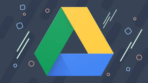 深色背景上帶有彩色幾何形狀的 Google Drive 標誌。
