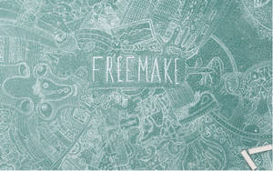 青綠色黑板，有白色粉筆塗鴉和「FREEMAKE」字樣。