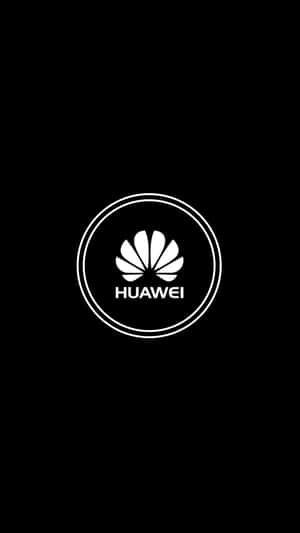 白色Huawei標誌在雙圓圈內，黑色背景 — Huawei 壁紙