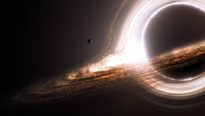 帶有發光吸積盤和遙遠行星的黑洞