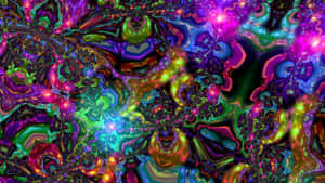 帶有旋轉霓虹色彩和發光粒子的電光分形藝術。 — 太空 壁紙