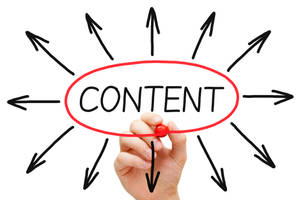 手在content一詞周圍畫一個紅色圓圈，箭頭指向外面。