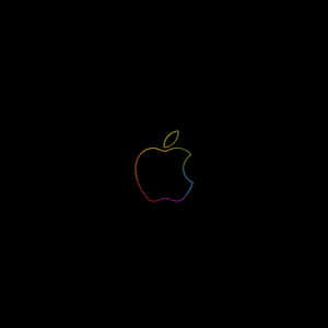 黑色背景上Apple標誌的彩虹輪廓