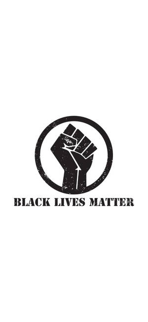 圓圈內的黑色拳頭符號，附有文字 Black Lives Matter — iPhone 12 mini 壁紙