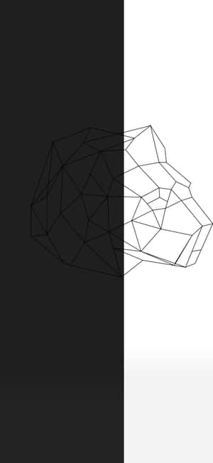 幾何獅子頭垂直分割，黑白兩半。 — OnePlus 13 壁紙