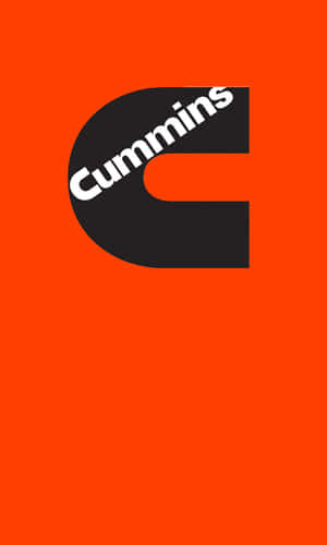 橙色背景上的黑白Cummins標誌 — 極簡美學 壁紙