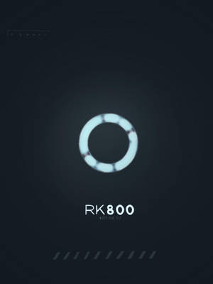 在黑暗數位空間中帶有RK800文字的未來風格發光圓環。
