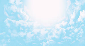 柔軟的白雲在平靜的藍天中漂浮，明亮的陽光穿透其中。