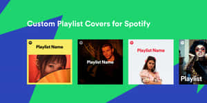 四個Spotify播放清單封面，包含不同人物和色彩繽紛的背景。
